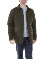 Down Filled Quilted Shirt Jacket Olive