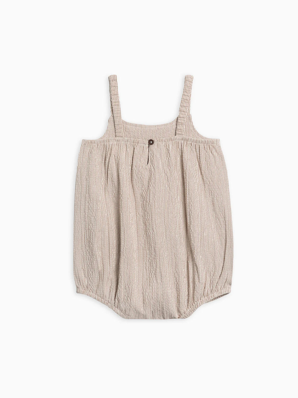 Caspia Seersucker Bubble Romper Stripe/Truffle