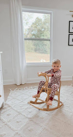 Kids' Organic L/Sleeve PJ Set in Crimson XO Checker