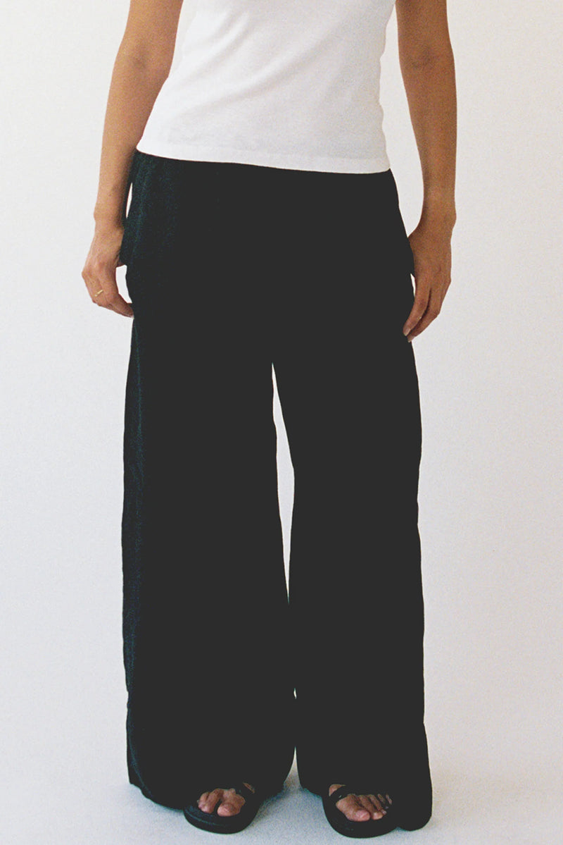 Linen Simple Pant Black