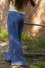 Washed Linen Wide Leg Pant Navy Stripe