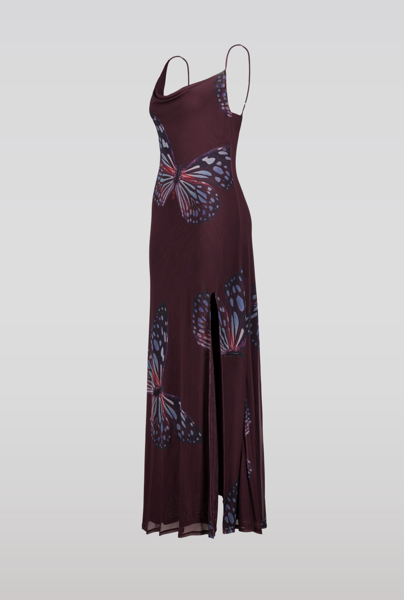 Mesh Butterfly Maxi Dress Purple