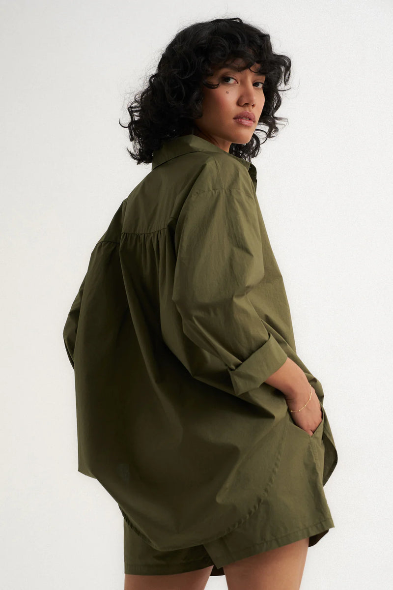 Poplin Button Down Olive
