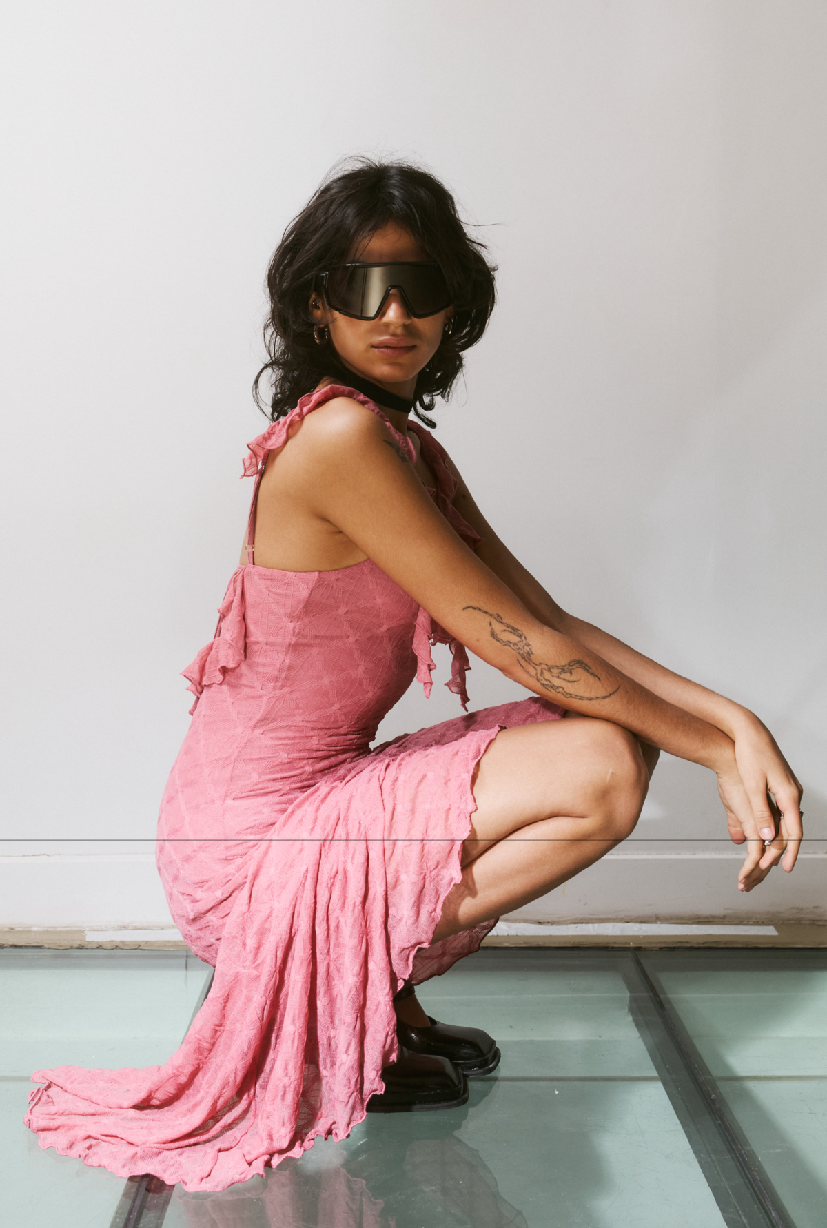 Crinkled Jersey Dress Mauve Large Crinkled Jersey Dress Mauve Large