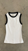 Mila Tank White/Black Piping