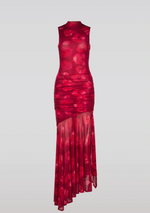 Abstract FLoral Mesh Maxi Dress