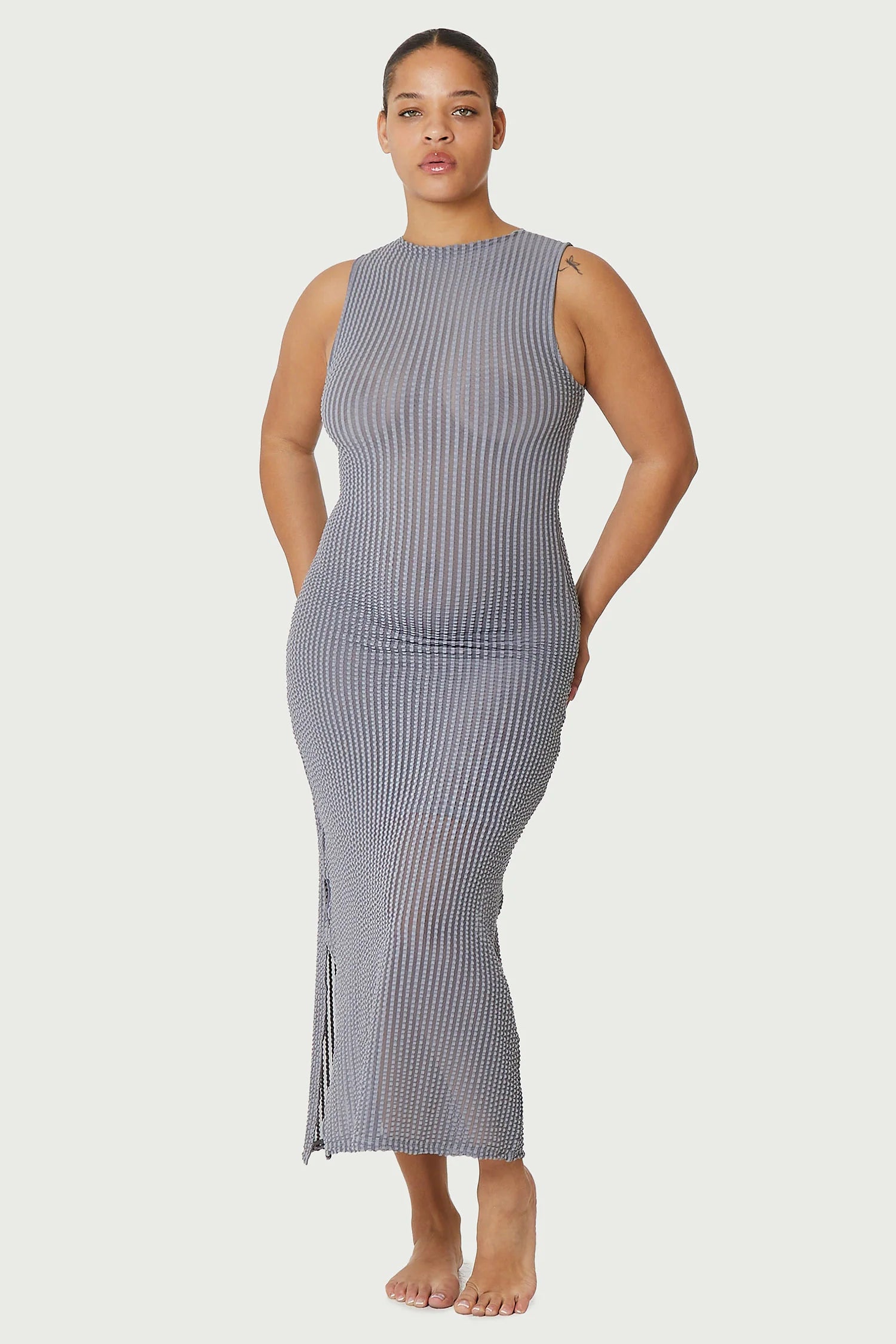 Addison Seersucker Dress Slate M/L