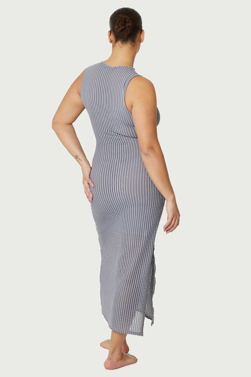 Addison Seersucker Dress Slate