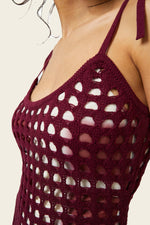 Cuore Crochet Midi Dress Merlot