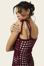 Cuore Crochet Midi Dress Merlot