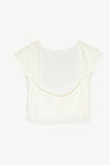 Crepe Mesh Backless Tee Cloud