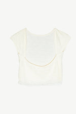 Crepe Mesh Backless Tee Cloud