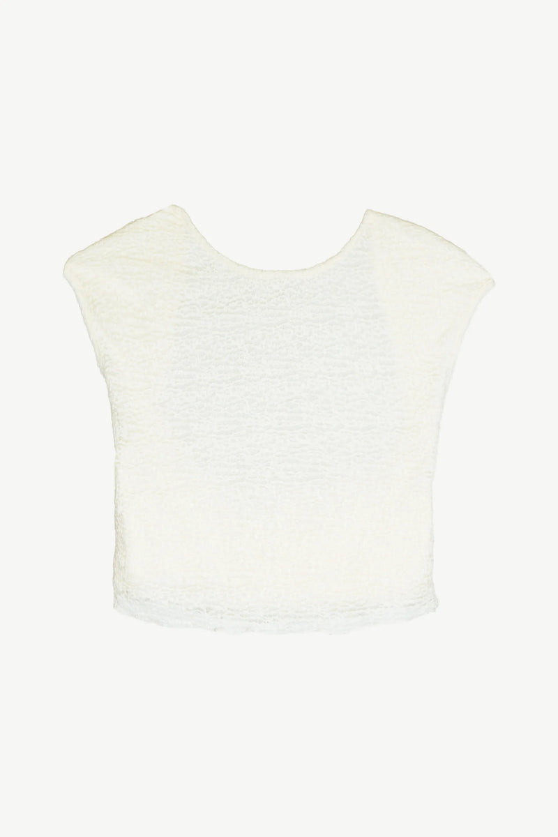 Crepe Mesh Backless Tee Cloud