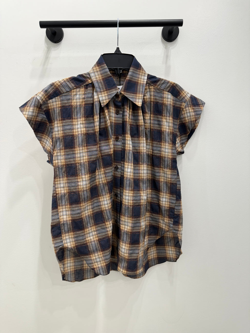 Trinity Top Camel Plaid