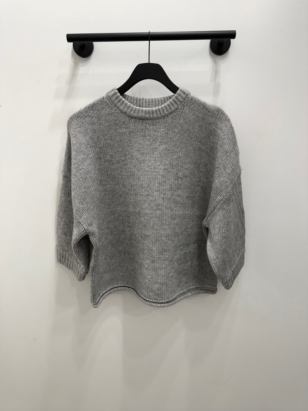 3/4 Sleeve Sweater Gray