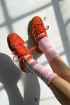 Boyfriend Socks Pink White Stripe