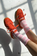 Boyfriend Socks Pink White Stripe