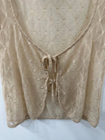 Geo Lace Tie Front Top Cloud