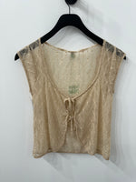 Geo Lace Tie Front Top Cloud