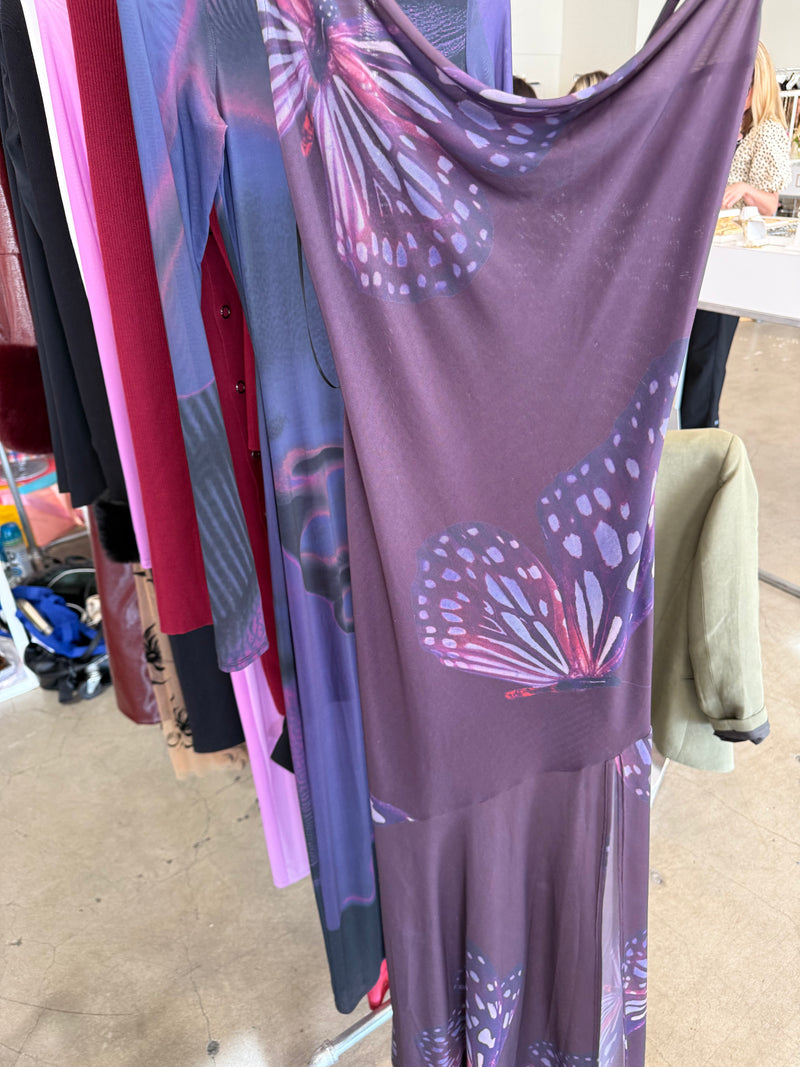 Mesh Butterfly Maxi Dress Purple