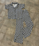 B&W Wavy Checker Women's Flare Set