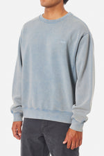 Embroidered Crew Neck Washed Blue