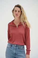 Carter Half Zip Washed Brick