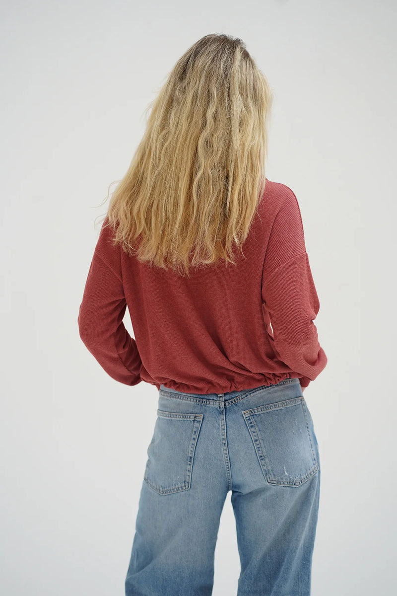 Carter Half Zip Washed Brick