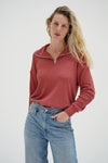Carter Half Zip Washed Brick