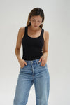 Casen Ribbed Tank Black