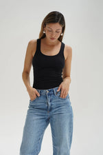 Casen Ribbed Tank Black