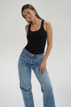 Casen Ribbed Tank Black