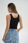 Casen Ribbed Tank Black