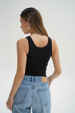Casen Ribbed Tank Black