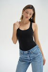 Casen Ribbed Tank Black