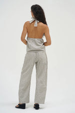 Cross Plaid Halter Cream/Black