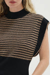 Ellisa Sleeveless Sweater Latte Stripe