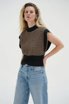 Ellisa Sleeveless Sweater Latte Stripe