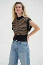 Ellisa Sleeveless Sweater Latte Stripe