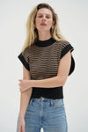 Ellisa Sleeveless Sweater Latte Stripe