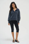 Hallie Snap Collar Pullover Stone Wash