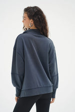 Hallie Snap Collar Pullover Stone Wash