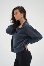 Hallie Snap Collar Pullover Stone Wash