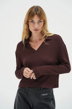 Neve Ribbed Long Sleeve Chocolate