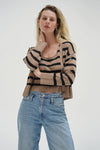 Piper Cardigan Set Cafe Stripe