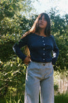 Washed Stripe Linen Trouser Navy Stripe
