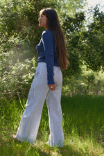 Washed Stripe Linen Trouser Navy Stripe