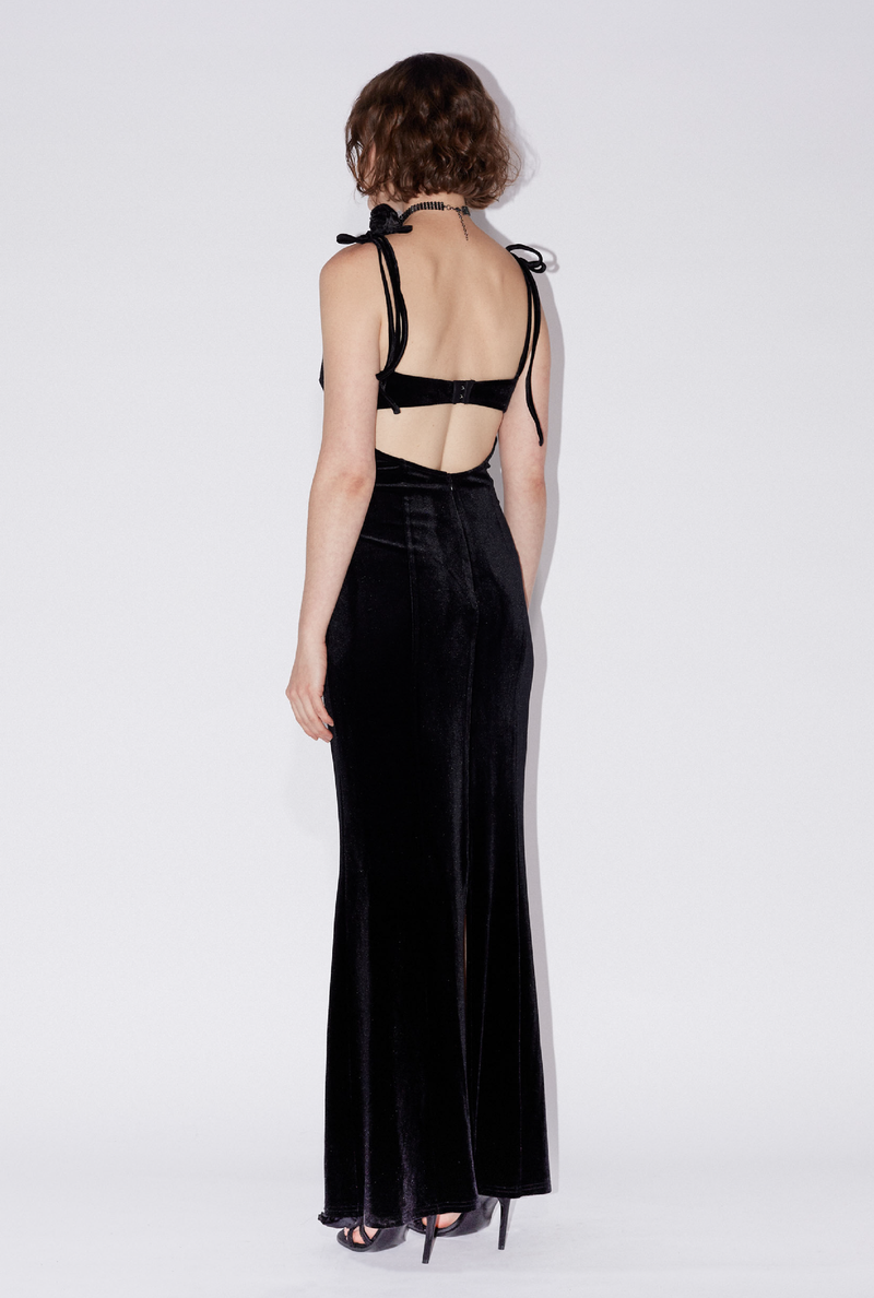 Open Back Velvet Dress