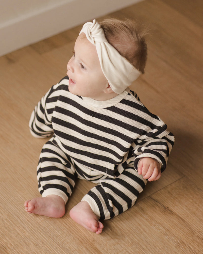 Waffle Slouch Set Black Stripe