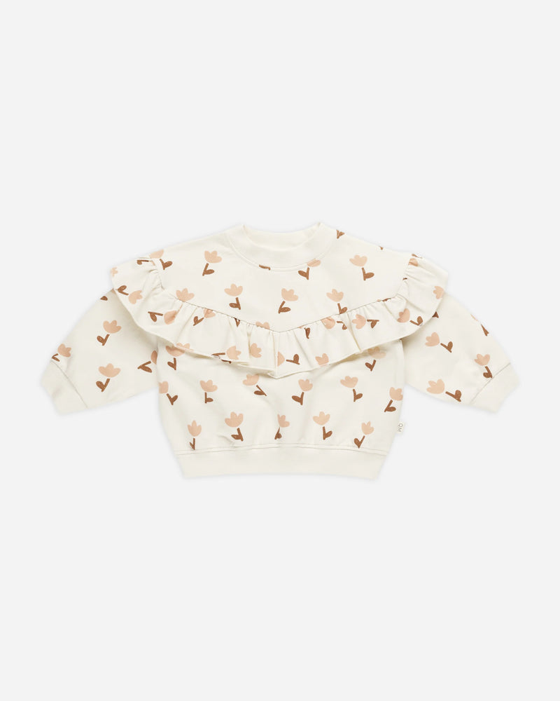 Ruffle Fleece Sweatshirt Tulips